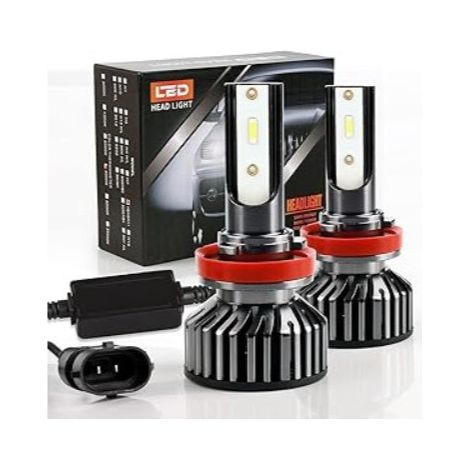 Phares LED H11 transfrontaliers, ultra-lumineux 6500K, phares de conversion intégrés pour feux de route et de croisement. (1/2)