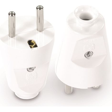 Enchufe recto, extraíble, 2P+Z, 16A, 250V, blanco - VT-301-0030