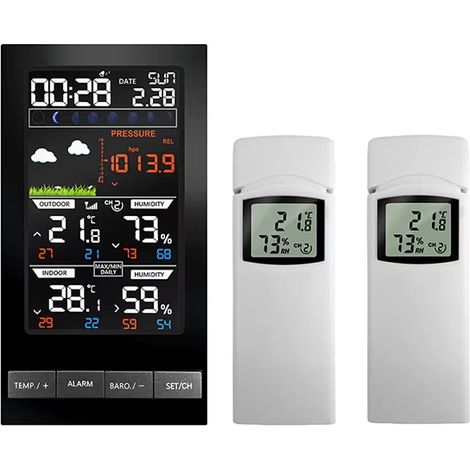 Stazione meteorologica wireless intelligente con 2 sensori, termometro digitale per interni ed esterni e igrometro, perfetta per l'ufficio domestico (1/5)