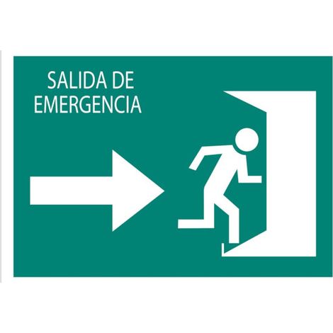 Señal de evacuación luminiscente Salida emergencia Derecha                                                   Señal PVC luminiscente       210X148