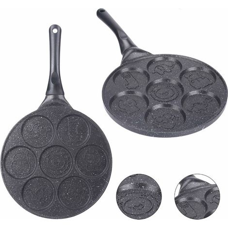 TrAdE Shop Traesio - Padella Antiaderente Per Pancake Uova Cialde Con 7 Stampi Forme Animali Rotonde 624391 - (1/5)