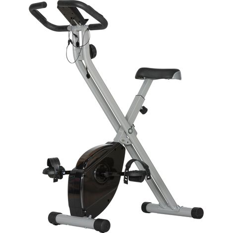 Cyclette pieghevole magnetica 8 livelli display LCD rotelle sellino regolabile grigio nero
