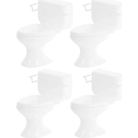 Lot de 4 toilettes miniatures pour maison de poupée, modèle réduit de salle de bain très réaliste. (1/4)