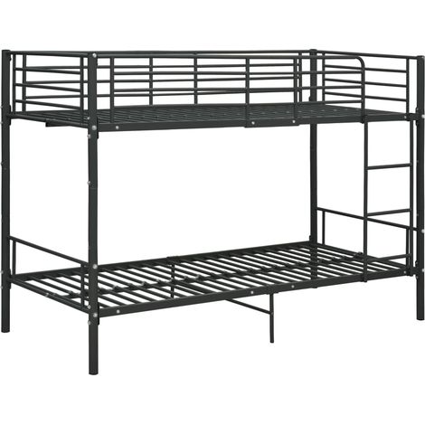 Lit adulte pour 1 personnes, Structure de lit, Assemblage Facile, Lit superposé Noir Métal 90x200 cm OIB6953E (1/5)