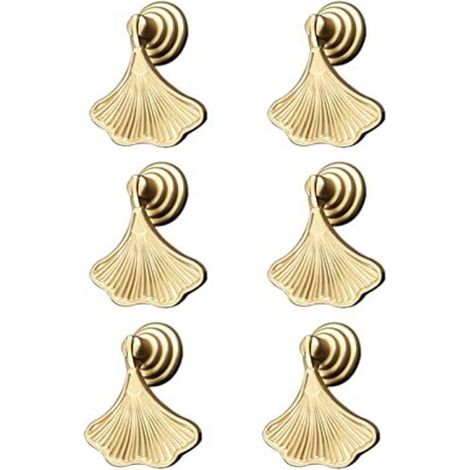 Ginkgo-Set mit 6 goldblattförmigen Griffen und tropfenförmigem Anhänger