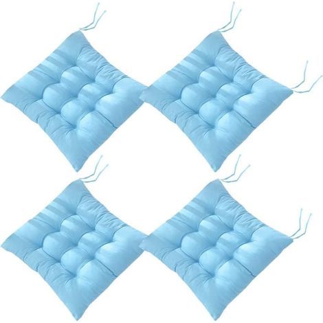 Lot de 4 Coussins de Chaise 40 x 40 cm,Coussins de Siège Décoration Maison Coussin Mat Matelassée,Confortable et coloré - Idéal pour intérieur et extérieur (4 Bleu) (1/5)