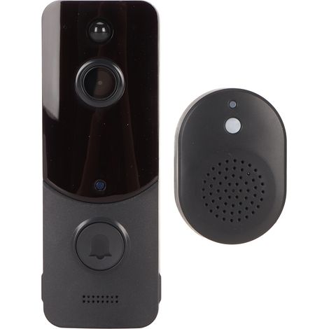 Intelligente WLAN-Video-Türklingel für Zuhause, kabellose Türklingelkamera mit HD-Nachtsicht, Gesichtserkennung, Video-Gegensprechanlage und Überwachung, Schwarz (1/5)