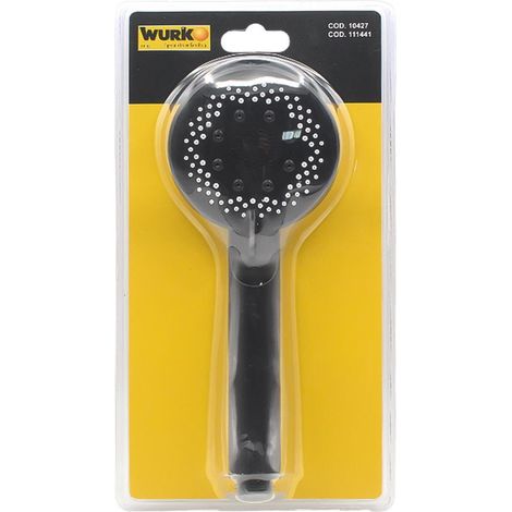 WURKO mango ducha negro 5 funciones 90mm , Mango de Ducha Wurko 5 Funciones Wurko.
- Mango de ducha Wurko de 90 mm de diámetro, con 5 funciones de chorro diferentes para una experi