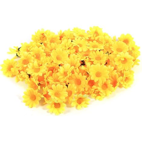 100 Fleurs Artificielles Marguerites en Tissu pour Mariage Décoration Événement (1 Jaune) (1/5)