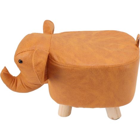 Tabourets de jardin animaux - Magnifique tabouret rembourré en forme d'éléphant, motif dessin animé original, pour chambre d'enfant, chambre à coucher, salle de jeux ou salon - Orange (1/5)