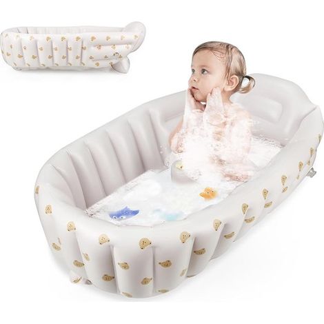 Aufblasbare Babybadewanne mit integrierter Luftpumpe keine externe Pumpe erforderlich Rutschfeste tragbare Badewanne für Kleinkinder faltbare für 24 (1/5)