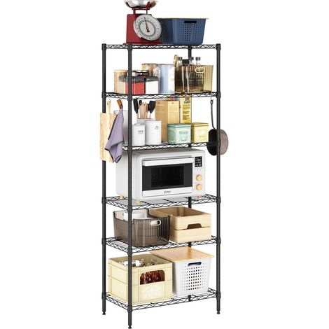 Étagère de Rangement en Métal à 6 Niveaux, Noir (1/5)