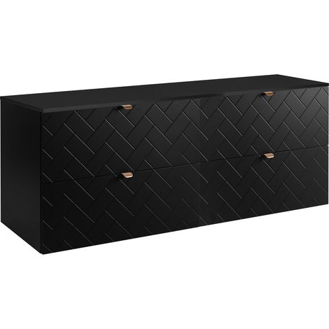 Mobile da bagno, Nero Opaco, 160 x 57 x 46 cm, Maniglie Dorate (1/5)