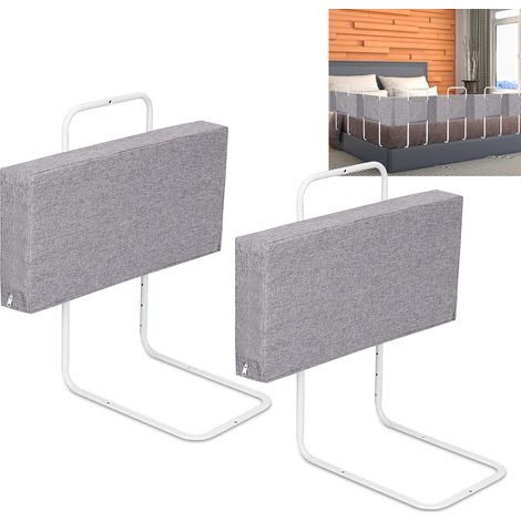 Wolketon 2x50cm Barrières de Lit Bébé, 100cm Barriere de Securite Enfant Lit, Réglable En Hauteur, armature de lit pour les tout-petits,Gris 28cm