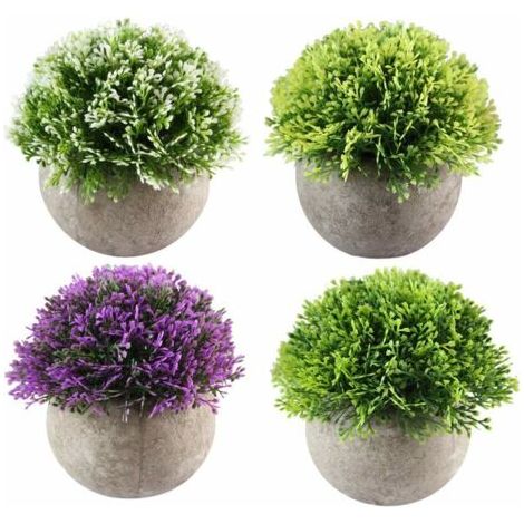 BUNTHAUS 4pcs Mini Plante Succulente Artificielle Plante Bonsaï Décoration Maison, Jardin, Cuisine, Mariage,Bureau Intérieur et Exterieur (1/4)