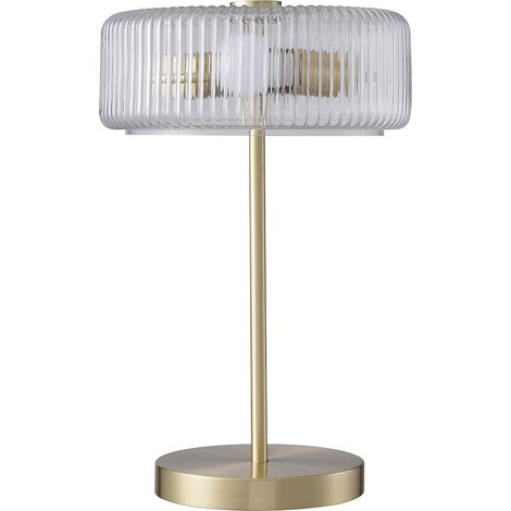 Lampada da tavolo in vetro e ottone spazzolato dorato - D.30 x H.49 cm - LACAYA