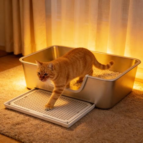 Bac à litière fermée en inbox pour chat XXL 60  40  20 - Tapis sortie de litière 42  28.5  2cm pour chaton grand chat chats âgés (1/5)