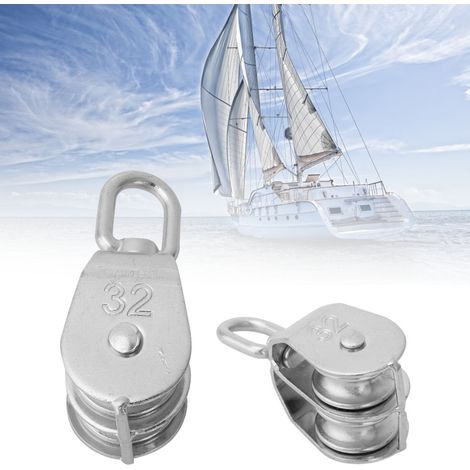 Poulie Double en Acier Inoxydable 32mm pour Gréement Nautique et Levage Lourd