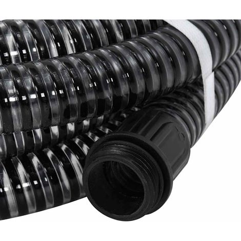Maison Exclusive - Tubo di Aspirazione con Raccordi in Ottone Nero 1,1" 25 m PVC