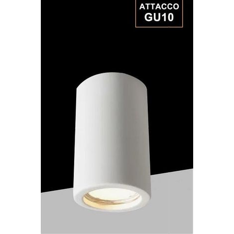TRADE SHOP - Porta Faretto Lampada Soffitto Gu10 Cilindro Gesso H110mm Verniciabile Gs-c110-t - (1/5)