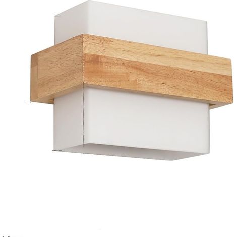 Applique moderne bois murale, intérieure e27 lumière chaude led (1/5)