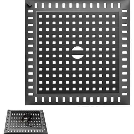 1 Filtre Douche Carré Acier Inoxydable 304, Anti-Obstruction Cheveux, Évier Salle De Bain Cuisine, 123x123mm Noir