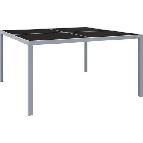 Table d'extérieur Table de salon de jardin - 130x130x72 cm Gris Acier et verre BV280651 - BonneVie (1/4)