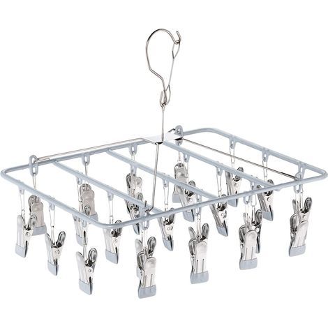 Wäscheständer aus Edelstahl, Sockenwäschetrockner, Multifunktions-Zangenhaken-Wäscheständer (Silber), hängender Wäscheständer (Größe: M) (1/5)
