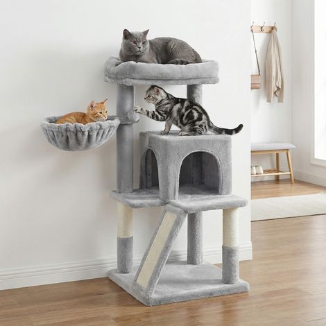 Petit Arbre à Chat, Poteaux à Griffer et Rampe, Gris Clair (1/5)