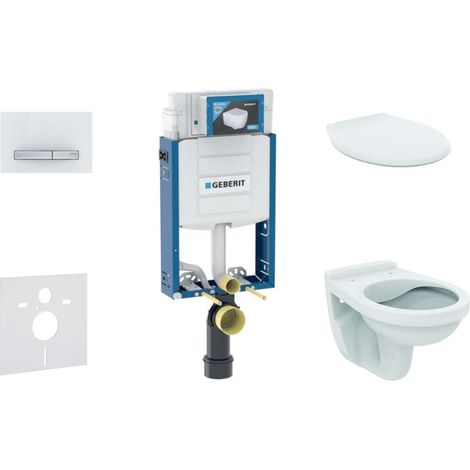 Geberit Combifix - Modulo di installazione a parete, WC Alpha con sedile, placca di comando Sigma50, bianco alpino 110.302.00.5 NR8