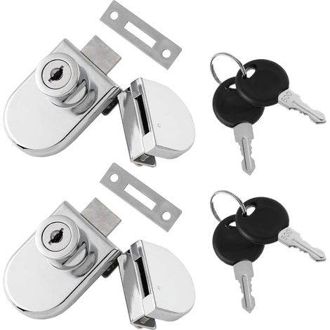 Lot de 2 serrures professionnelles en alliage de zinc pour portes vitr (1/5)