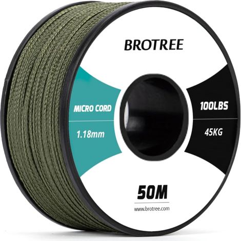 Micro Paracord Rope 1.2 mm 50 m Braided Cord Reel – 45 kg Max Black, 100% Polyester, for Bracelets, Crafts, Manualidades, Dog Collars, Chimes, Jewellery, DIY (1/5)