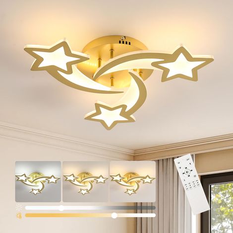 Plafonnier LED Dimmable avec Télécommande 30W 51CM, Doré (1/5)