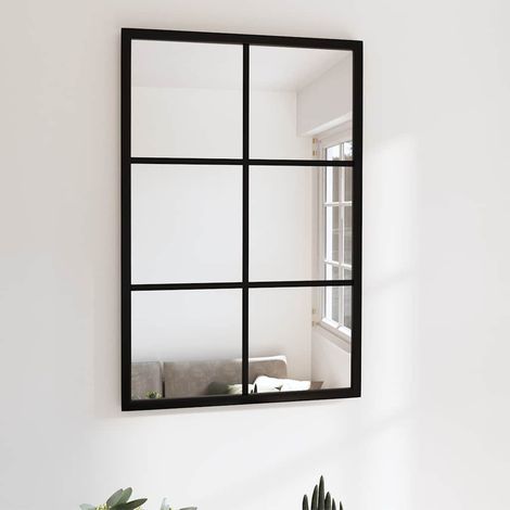 Miroir mural Style baroque - Miroir simple de salle de bain Noir 60x40 cm Métal BV602266 - BonneVie (1/5)
