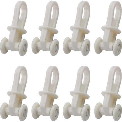8 Roulettes Rideaux - Plastique Blanc - Galets pour Rails Coulissants - Système de Glissement Silencieux - Fenêtres et Voilages - Diamètre 8,5mm (1/5)