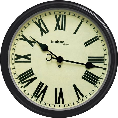 Techno Line WT 7050 Quarz Wanduhr 50 cm x 13 cm Schwarz