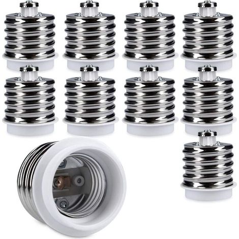 10x Socket Adapter - 10x E40 to E27 Socket Converter - E27 Base Lamp Holder Adapter for LED Halogen Bulb