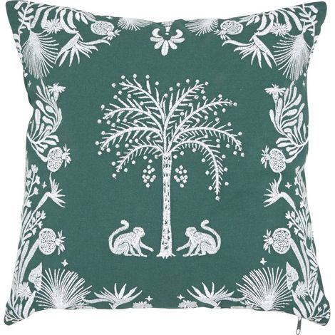 Cuscino ricamato the palm resort 45x45cm verde - Atmosphera créateur d'intérieur (1/3)
