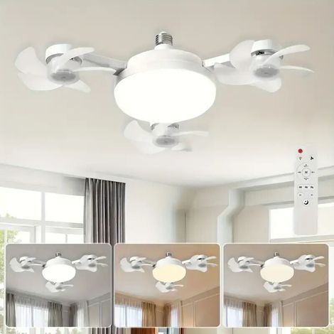 Plafonnier LED intelligent - télécommande, luminosité réglable et 3 vitesses, convient pour la chambre, le salon, le bureau, la cuisine et la salle de bain (plafonnier noir à 3 têtes) (1/4)