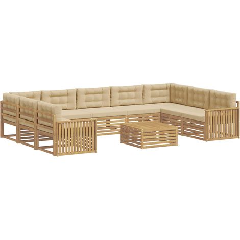 Conjunto de sofás de exterior 10 uds. y Beige vidaXL (1/5)