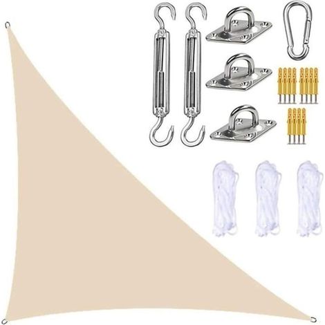 Voile d'ombrage triangulaire 3x4x5 m - Beige - Étanche - Anti-UV (1/4)