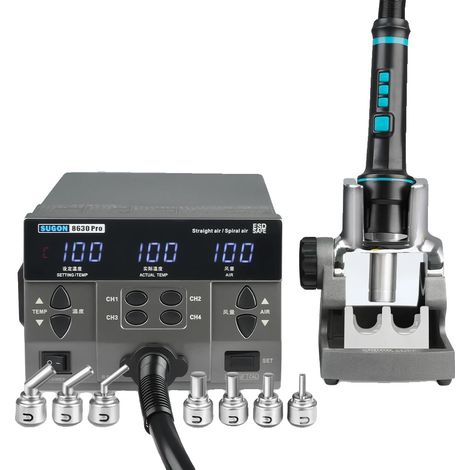 Stazione di rilavorazione ad aria calda, display digitale, maniglia innovativa Plug-And-Play, SUGON-8630PRO-SET, 220V (1/2)