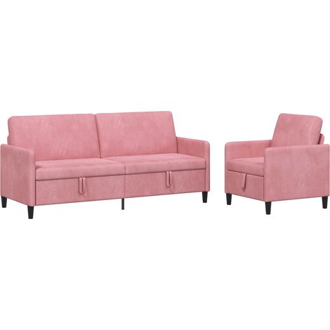Sofa Set mit Stauraum 2 stk. Rosa Polyester vidaXL