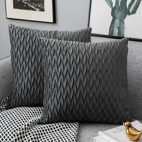 Housses Coussin en 50x50cm Salon Canapé Housses Coussin Carrés de Motif uni Chambre, Gris