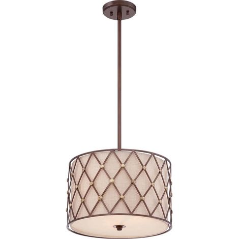 Lampada a sospensione plafoniera lampada a sospensione acciaio lino D 40,6 cm 3 fiamme rame