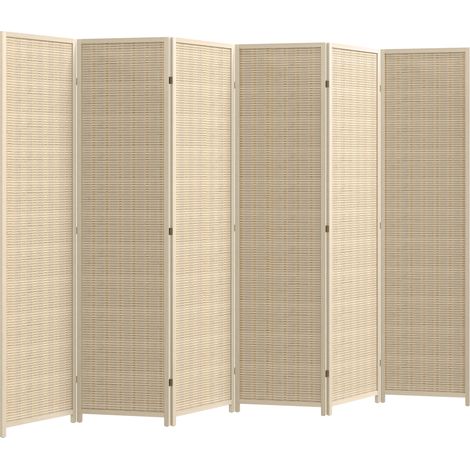 Paravent - HOMCOM - 6 panneaux 270 x 180 cm - séparateur de pièce pliable - pour chambre à coucher - bois naturel (1/5)