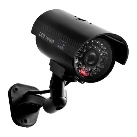 Caméra factice, caméra de surveillance factice Bullet, étanche, pour extérieur/intérieur, avec lumière LED clignotante, noire