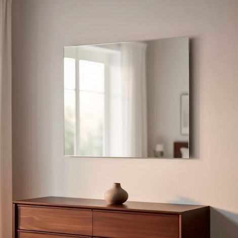 Specchio Rettangolare Filolucido Con Vetro Da 5 mm Bordi a 90° Installazione Verticale e Orizzontale Reversibile Con Pellicola Antiesplosione e Ganci Inclusi Design Moderno Per Bagno Casa 70 X 110 Cm (1/5)