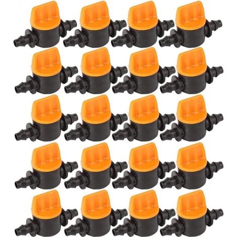 Lot de 40 vannes pour tuyaux d'irrigation goutte à goutte, raccord cannelé 1/4 pouce (1/5)