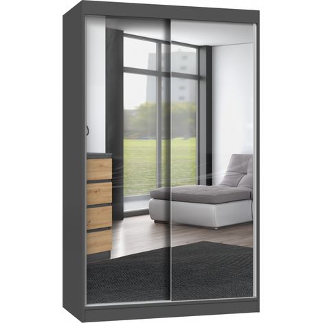 PAOLO - Armario con 2 puertas correderas - 2 espejos - L. 120 cm - Dormitorio vestidor con 2 puertas (1/4)